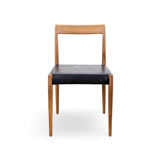 Ensemble original de 6 chaises Midcentury Lübke Noyer Cuir Vintage, Fauteuils d'appoint, Bois, Noir (photo 3 sur 10)