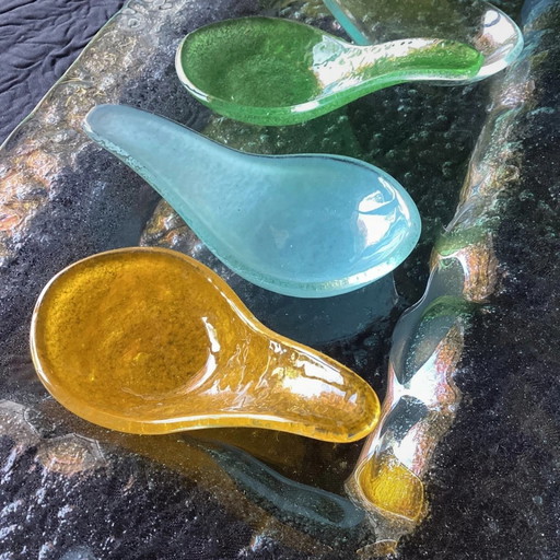 Set Amuse-Bouche Design - Verre coloré et plateau - Jamais utilisé