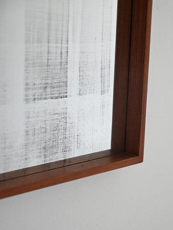 Image 1 of 1970s Scandinavian Minimalist Wall Mirror in Teak