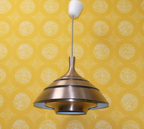 Image 1 of Hans-Agne Jakobsson 1960s pendant lamp copper-colored aluminum slats ceiling lamp for Hans-Agne Jakobsson AB, Markaryd