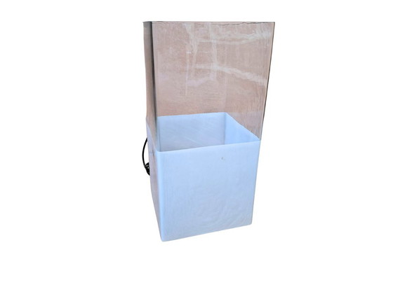 Image 1 of Vintage glazen vloer-/tafellamp uit de jaren 80 – minimalistisch design – 51 cm