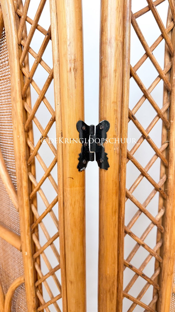Vintage Rattan Room Screen Room Divider – Bamboo, Wicker (photo 3 of 6)