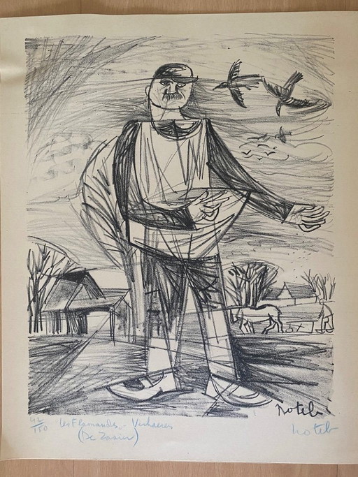 Marcel Notebaert - 8 Schwarz-Weiß-Zeichnungen von Figuren und Szenen.