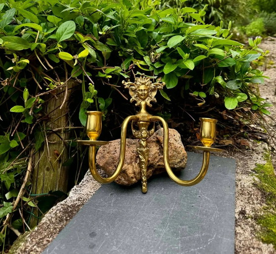 Candelabro de latón Medusa Art Nouveau – Portavelas, Brass (photo 2 of 8)