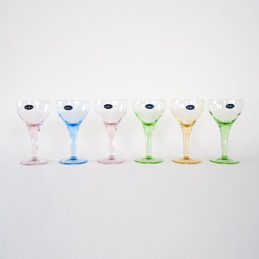 Set dessertkommen, Italiaans design, jaren 70, vervaardigd door Luigi Bormioli.