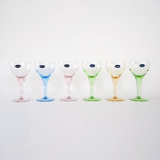 Image 1 of Set dessertkommen, Italiaans design, jaren 70, vervaardigd door Luigi Bormioli.