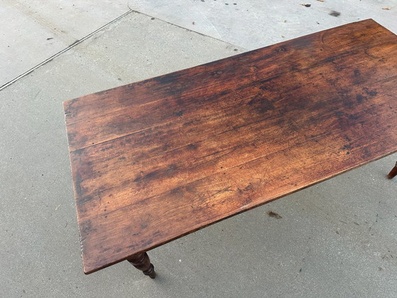 Image 1 of Table de salle à manger de ferme ancienne et robuste – 206,5 x 96 x 78 cm