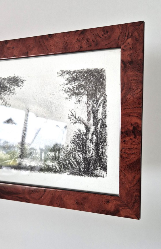 Burl Wood Picture Frame with Lithograph – Lithographs & prints, Glass, Mdf (photo 2 of 6)