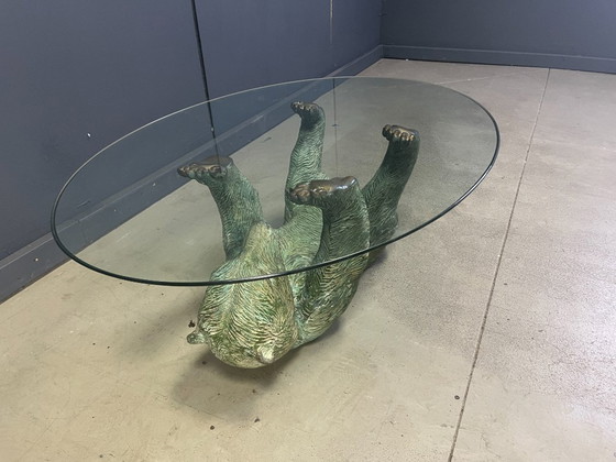 Image 1 of Vintage brass bear coffee table, 1970s 