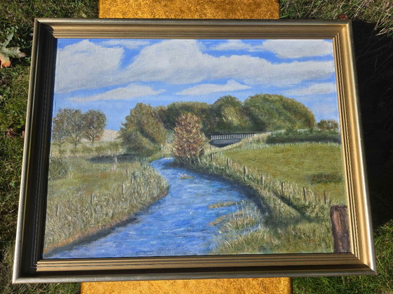 Dipinto a olio di paesaggio vintage originale - 1977 – Dipinti e disegni, Tela (photo 4 of 12)