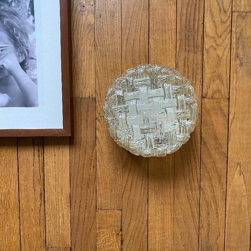 Vintage glass wall sconce, round ceiling light, 20 cm