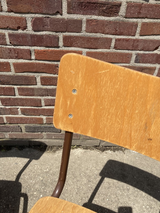Stapelstoelen Schoolstoelen Vintage – Eetkamerstoelen, Metal, Wood (photo 4 of 8)