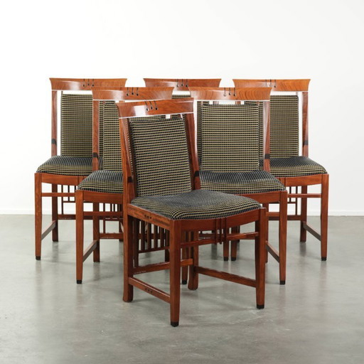 6 x Art Deco design Schuitema eetkamerstoel met houten frame en luxe stoffen bekleding uit de Decoforma serie