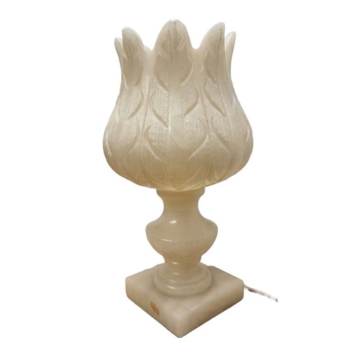 Vintage Large Alabaster Tulip Lamp