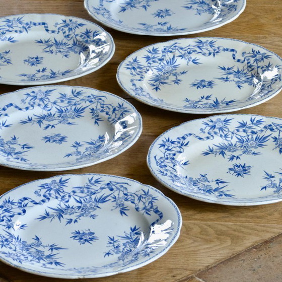 Image 1 of 19e-eeuwse ijzersteenplaten van Sarreguemines "Epine" (6AP)