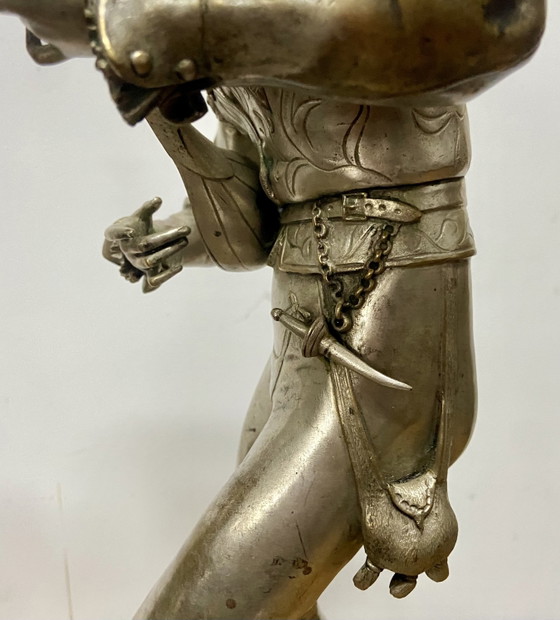 Image 1 of Importante coppia di sculture francesi in bronzo argentato di A.L. Gaudez