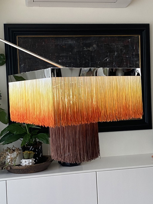 Mid - Century Pendant Lamp Chrome Fringe Look