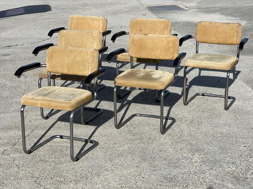 Set van 6 Marcel Breuer S64 fauteuils voor Thonet 1950