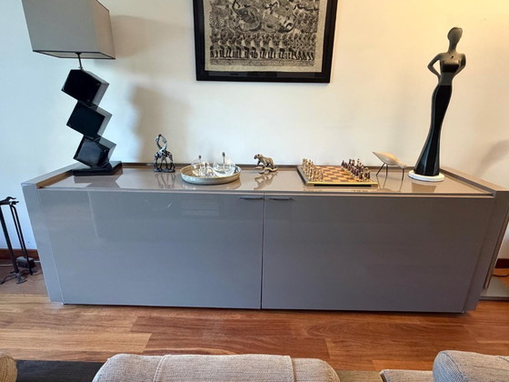 Image 1 of Crozatier sideboard/display case in taupe varnished color