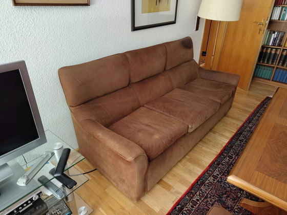 Coins salon en cuir design (canapé 3 places + 2 places + 2 fauteuils) vintage comme Kaufeld/De Sede/Rolf Benz (photo 9 of 9)