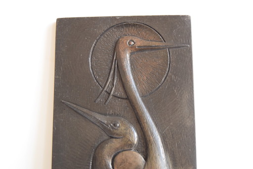 Mid-Century Relief with Herons