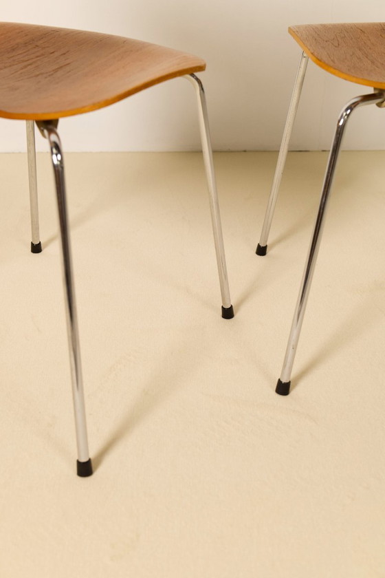 Image 1 of 8x Teak T Chairs by Arne Jacobsen, Fritz Hansen, 1980s