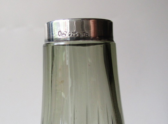 Image 1 of Jarrón soplado a boca con borde de plata 925, Wilhelm Binder, circa 1930 (alemán).