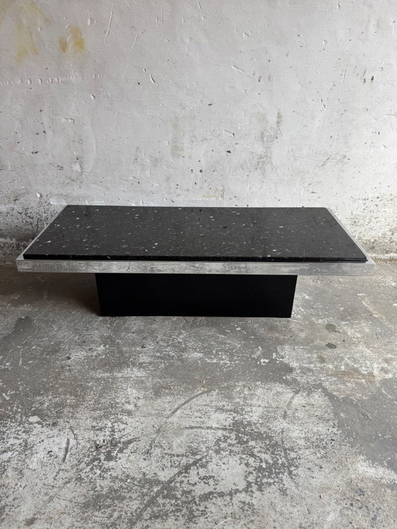Image 1 of Tavolino rettangolare vintage con piano in terrazzo nero