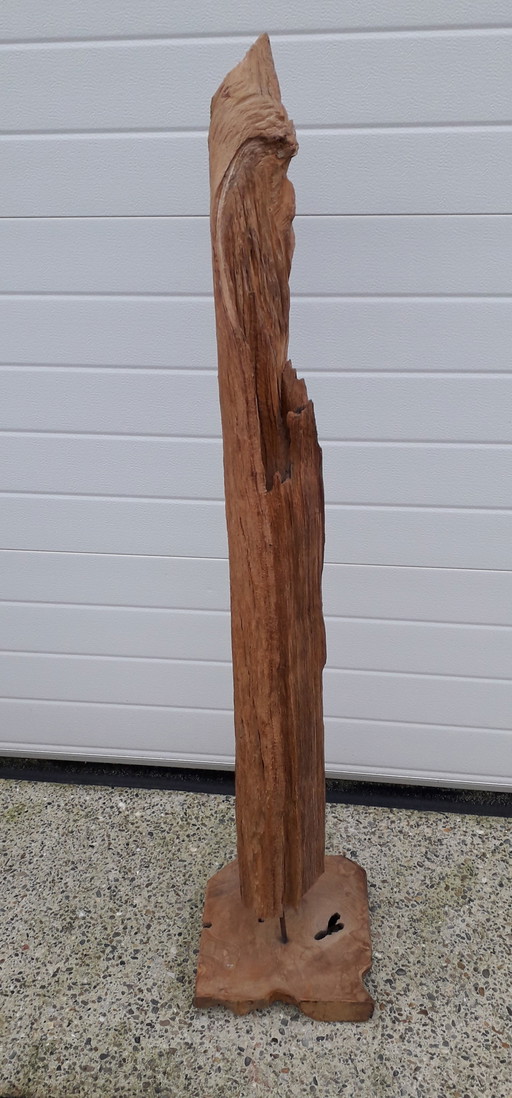 Teakholzstamm auf Fuß 143 cm hoch