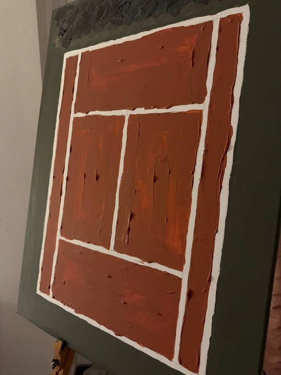 Image 1 of Abstract Textured Tennis Painting – ‘Centre Court Energy’ (Handmade)
