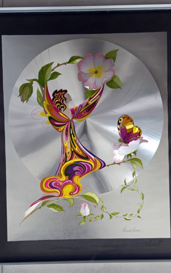 Image 1 of Vintage silkscreen print signed Michelle Emblem – 1970s