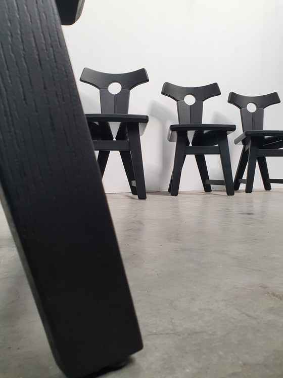 Image 1 of Brutalistische Eichenstühle 60er Jahre Schwarz