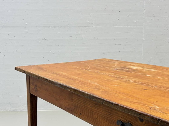 Image 1 of Farmhouse wooden table made of solid softwood, 1960s