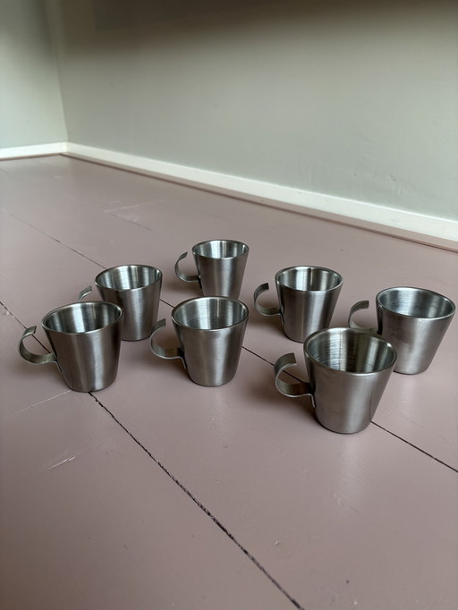 7x stainless steel espresso cups