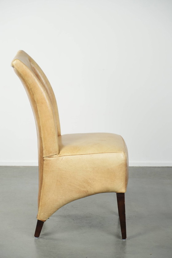 Image 1 of Luxe rundleren eetkamer/ bijzet/ bureaustoel in een mooie lichte kleur met een comfortabele zit en een hoge rug