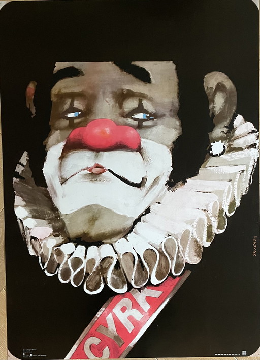 Waldemar Swierzy (1931-2013), "Clown de cirque avec bride", 1970, affiche n° 29, copyright Desa Foreign Trade Enterprise, War