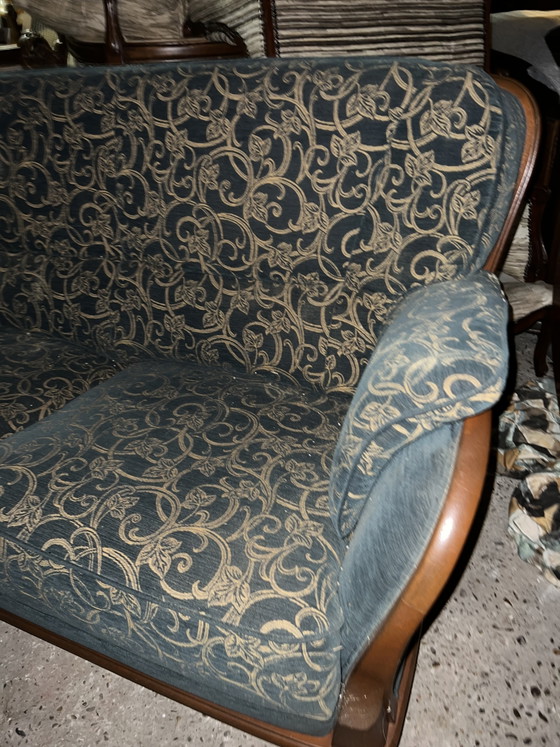 Image 1 of Jugendstil-Bank aus Kirschholz mit Armlehnen