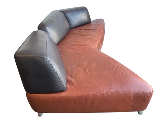 Image 1 of Cognac leren Leolux Archipel bank, postmodern ontwerp, Hugo de Ruiter