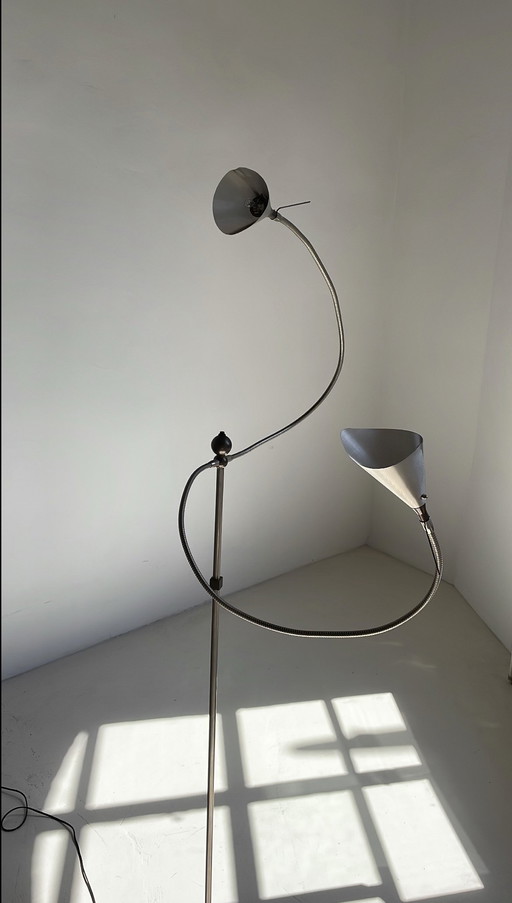 Lampada da terra vintage Enzo Cattelani in ottone cromato