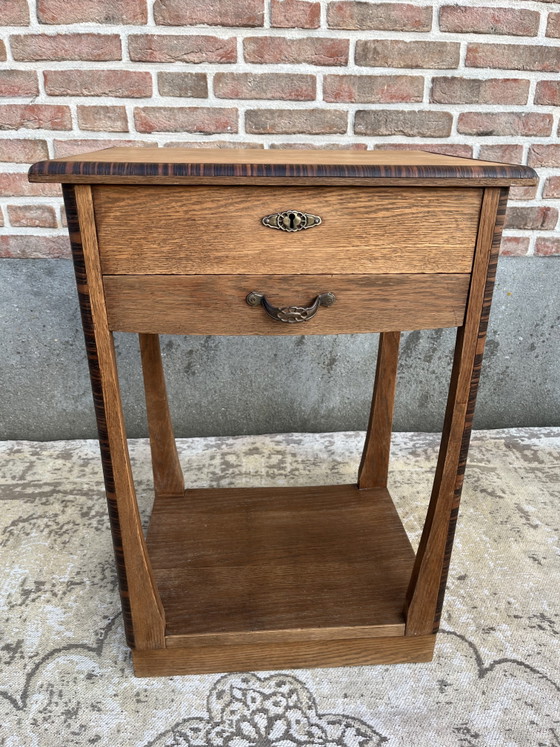 Vintage Antiek Art Deco Eikenhouten Bijzettafeltje Naaitafeltje – Wood (photo 4 of 8)