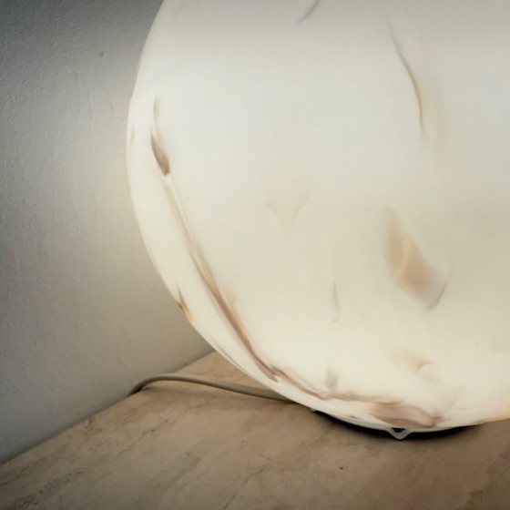 Image 1 of Vintage glass table lamp marble decor , 1970s 