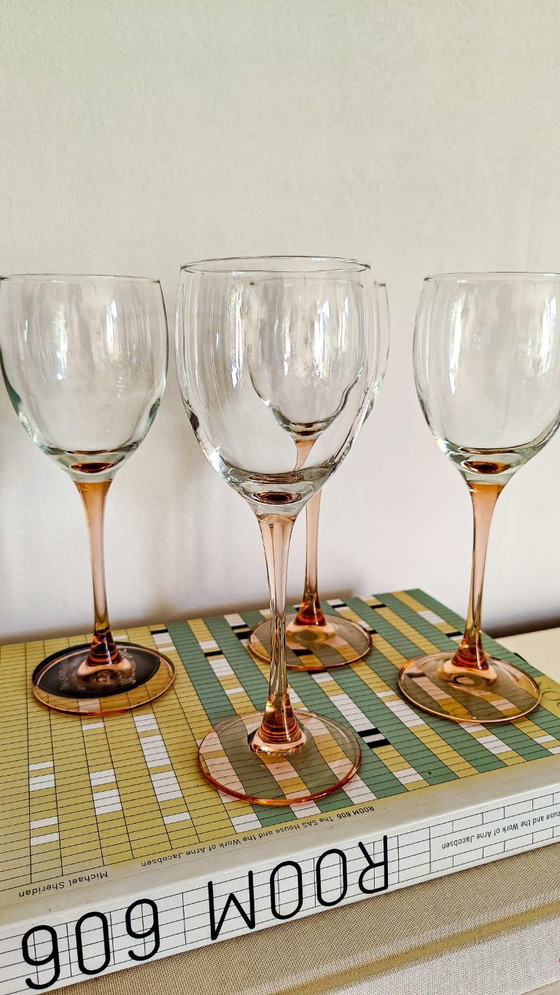 Image 1 of 12x vintage roze wijnglazen Luminarc France