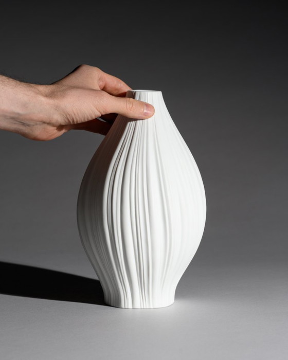 Image 1 of Rosenthal Vase Duo Martin Freyer Bisque Porcelain Plissée Iconic Design 1. Wahl