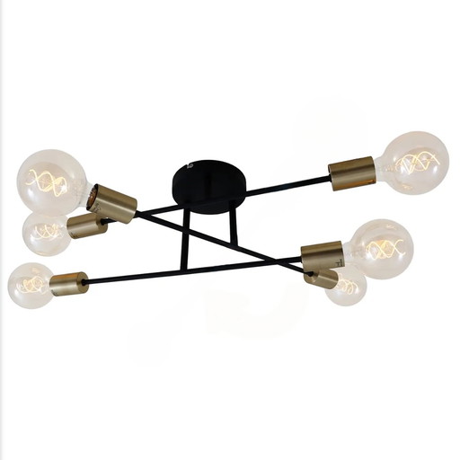 Moderne Design-Deckenleuchte "Pale", drehbar in Gold und Schwarz mit 6 Lichtquellen
