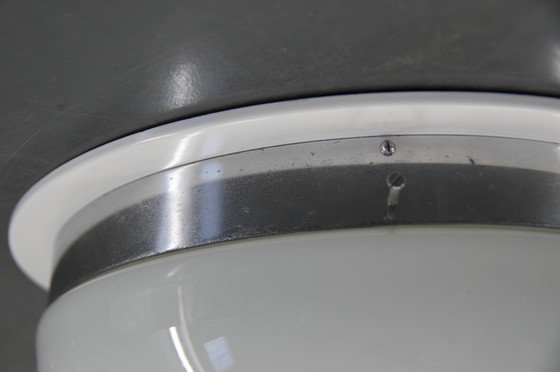 Image 1 of Grote Bauhaus chromen wand- of inbouwlamp, jaren 1940