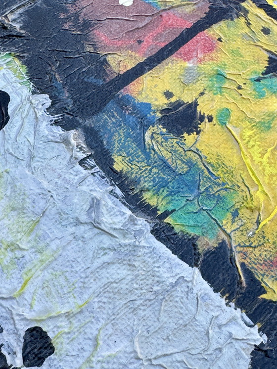 Image 1 of Jan Wille ( 1959 ) Groot schilderij op doek / Art Brut