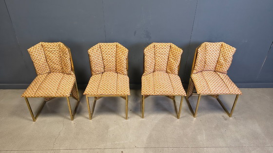 Image 1 of Romeo Rega Nr. 6 Stühle aus Messing und Korbgeflecht für Mario Sabot, 1970er Jahre – 4er-Set
