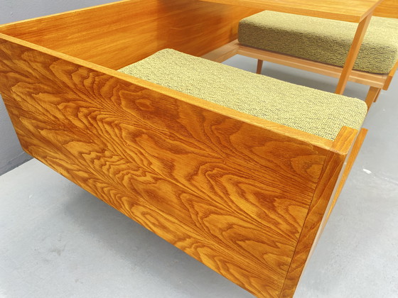 Image 1 of Divano in legno di metà secolo con tavolino laterale – Design modulare, anni '70