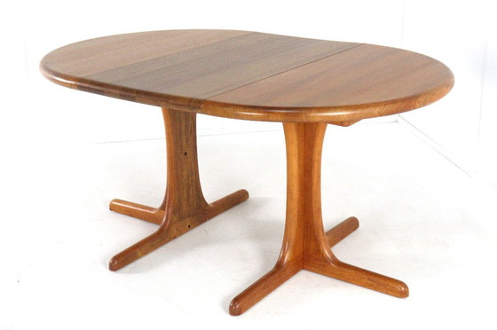 Image 1 of Danish round 1x extendable dining table teak solid