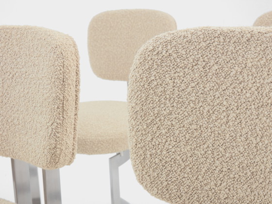 Image 1 of Paul Legeard Set van Twaalf Stoelen Roestvrij Staal Wol Bouclé 1970